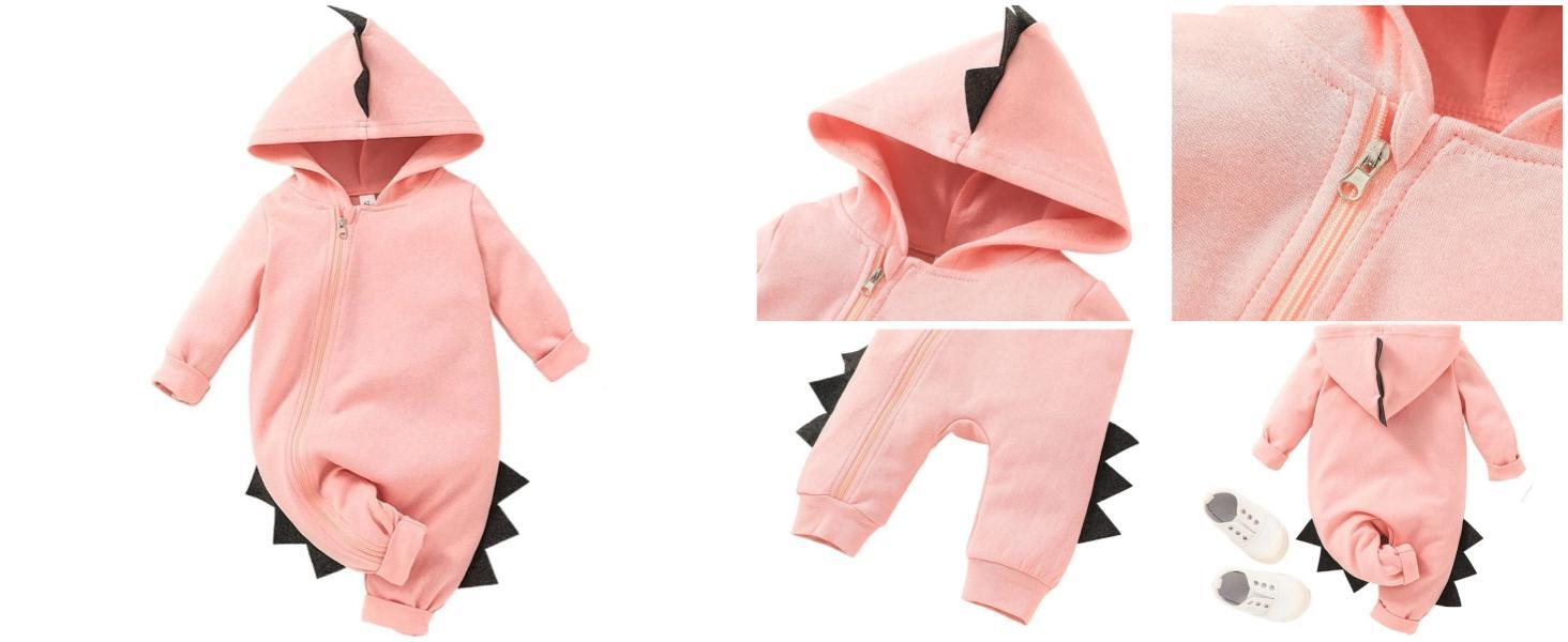 Newborn Baby Boys Girls Cartoon Dinosaur Halloween Outfit Hoodie Romper Jumpsuit Outfits Clothes