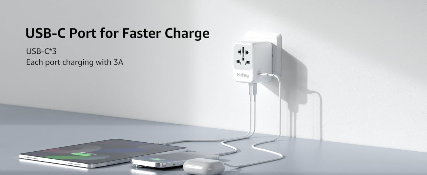 Worldwide Travel Adapter with USB C, Hotimy Universal Plug Adaptor with