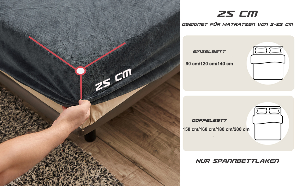 Velvet Fitted Sheet 90 x 200 cm Warm Winter Terry Cloth Fitted Sheets