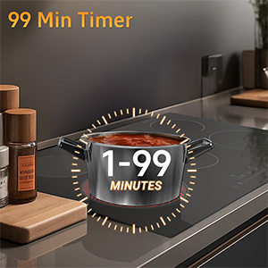99 minutes timer function for 30 inch electric stove cooktop