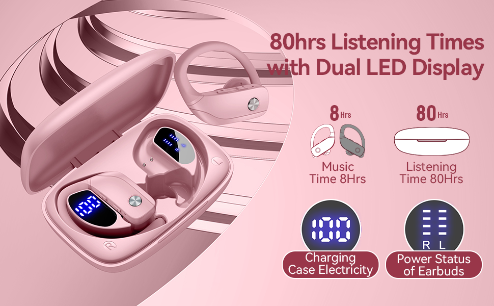 80hrs Listening Times with Dual LED Display