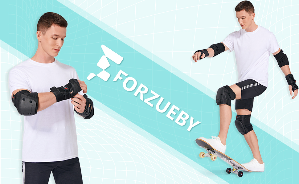 Forzueby Adult/Kids Knee Pads Elbow Pads Wrist Guards 6 in 1 Protective