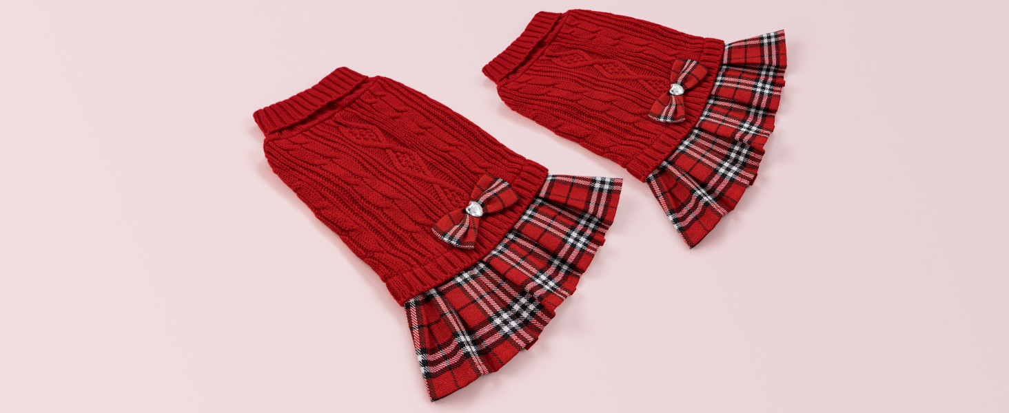 Plaid Patchwork Sweater Dress 