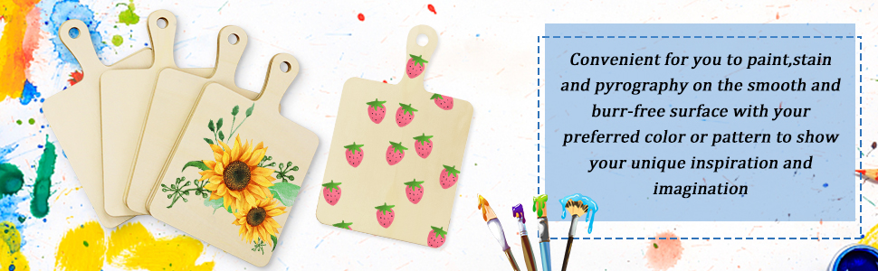 paint,stain and pyrography on the smooth and burr-free surface with your preferred color