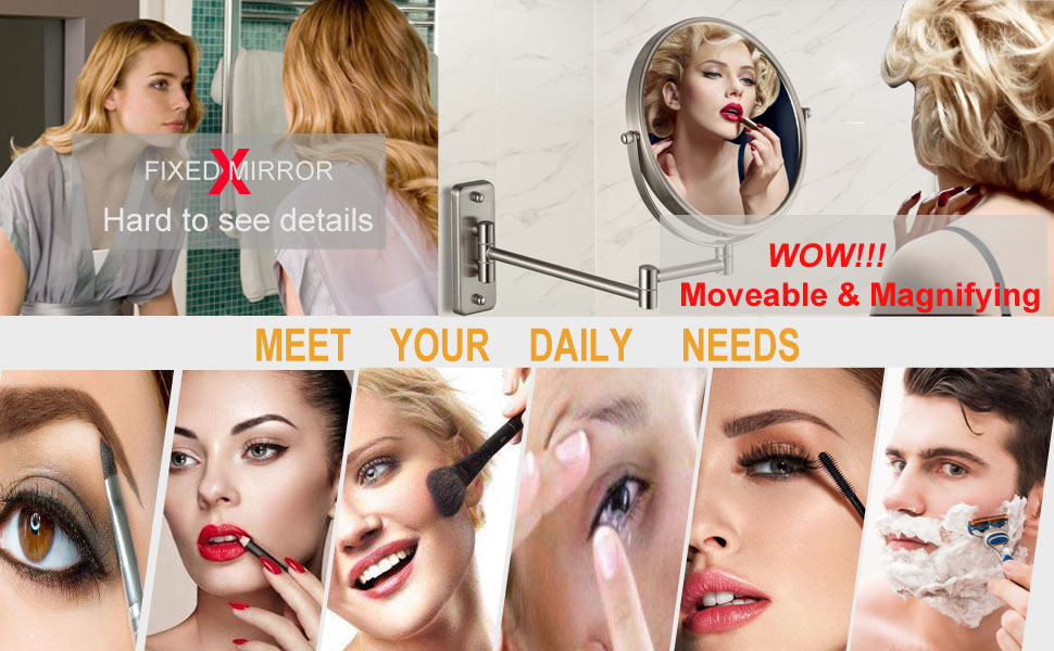 Wall mounted makeup mirror