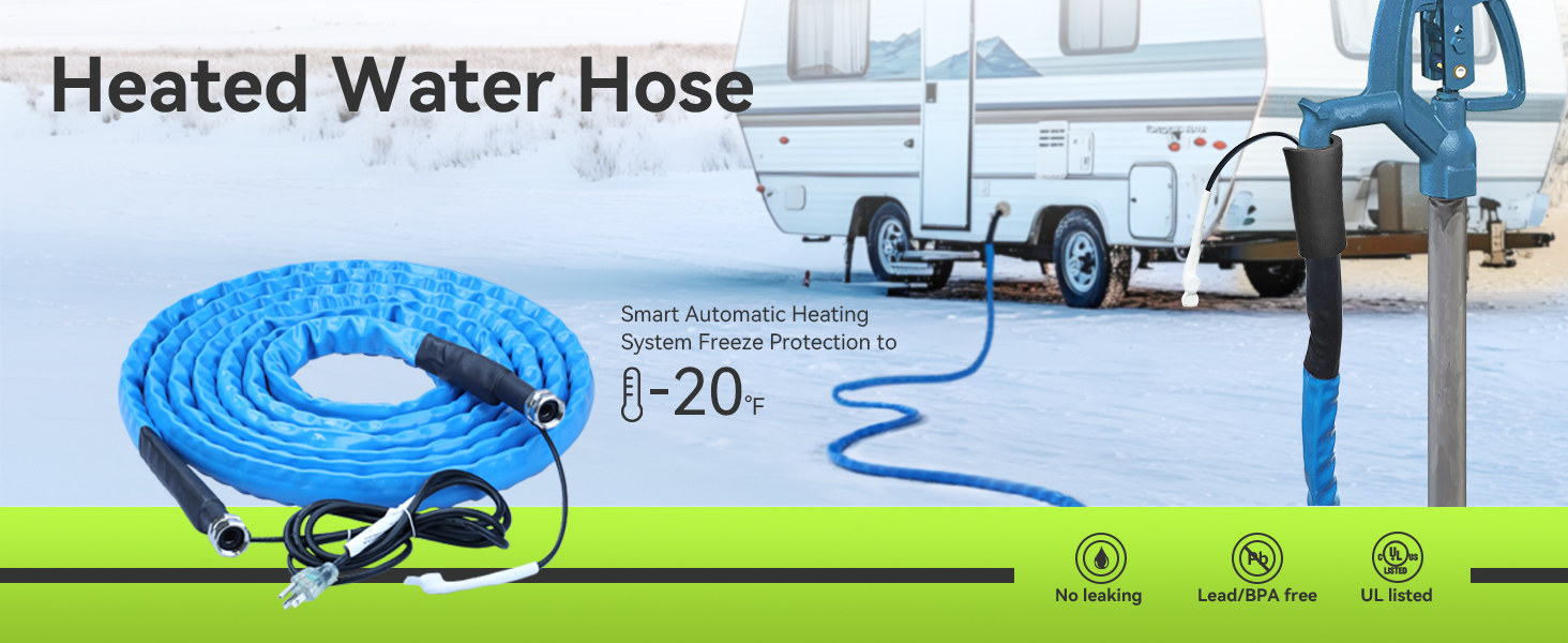 RVMATE Heated Water Hose for RV 35FT, 20 ℉ Antifreeze