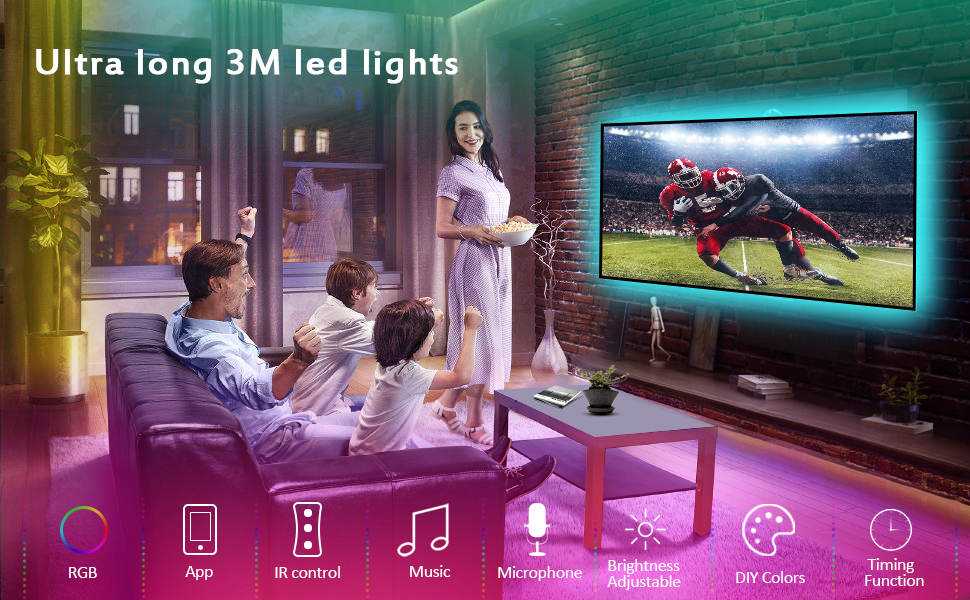 LED Strip lights 3M, JESLED TV LED Backlight, Smart Bluetooth LED Light