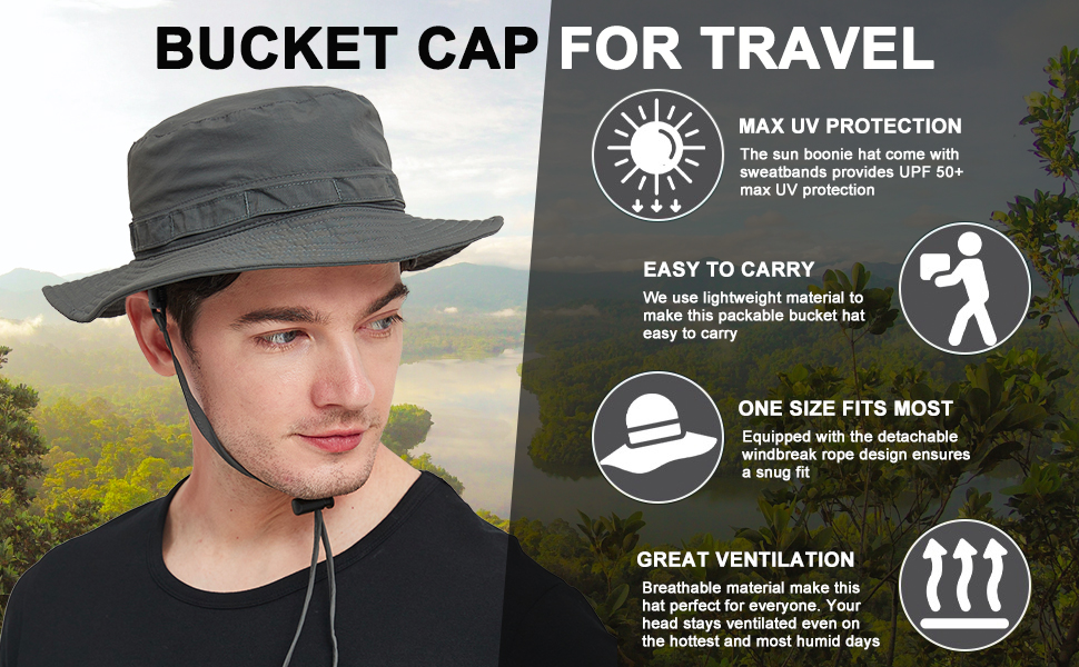  Casual comfy fit safari bucket hat for men