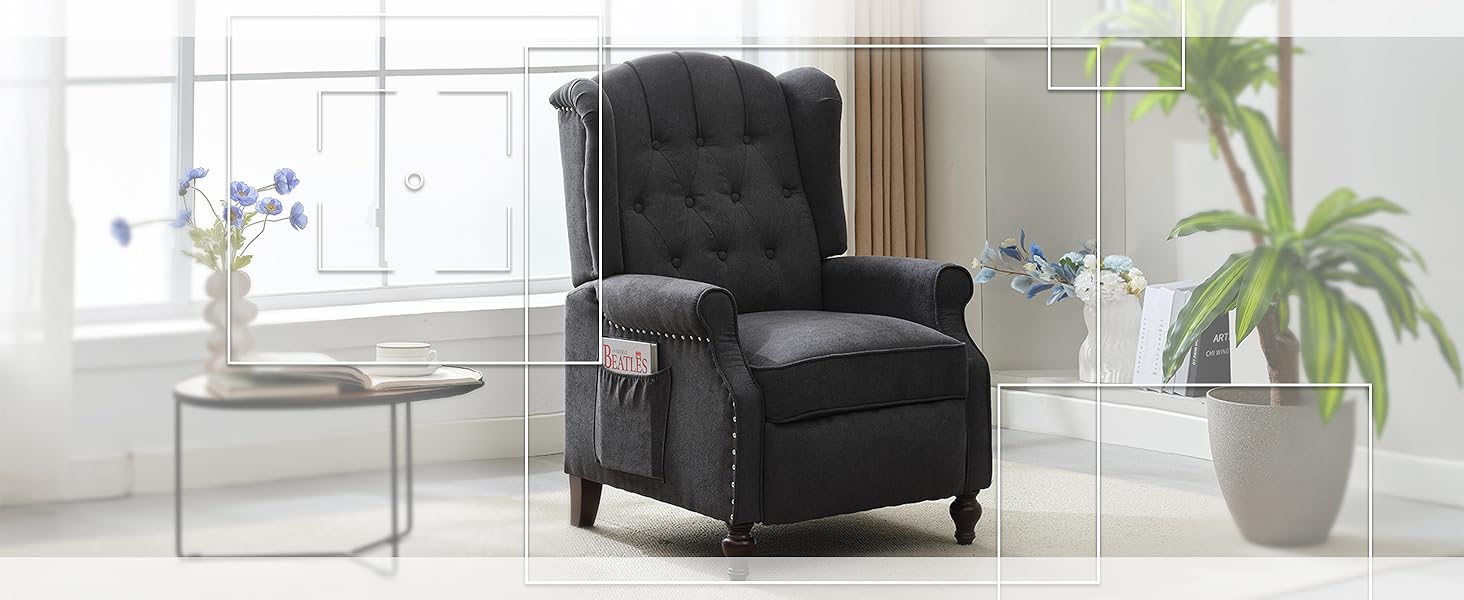 Wingback Recliner Chair Set of 2 with Massage & Heat Vibration