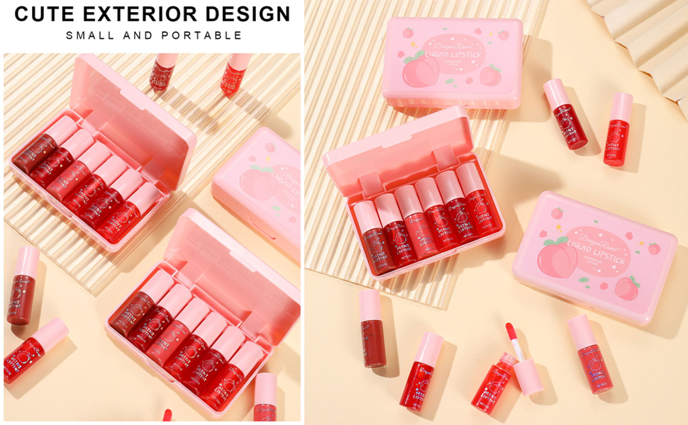 6 Colors Liquid Tint Stain,Korean Lip Gloss Moisturizing Natural,Multi-Use Lip and Cheek Tint Stain