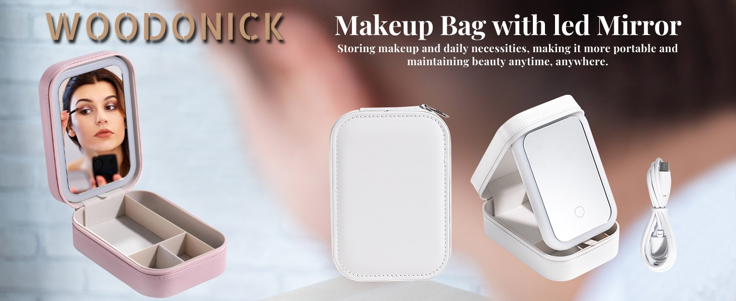 makeup organiser box with led mirror