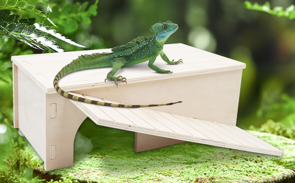 Large Bearded Dragon Hide Cave, Wooden Lizard Hideout with