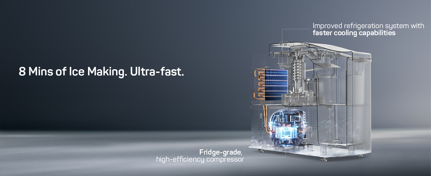 Dr.Prepare Countertop Nugget Ice Maker, Pebble Ice Machine, Produces Ice in 8 Mins