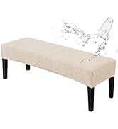 Genina Stretch Jacquard Dining Bench Cover - Anti-Dust Removable Bench Slipcover Washable Bench S...