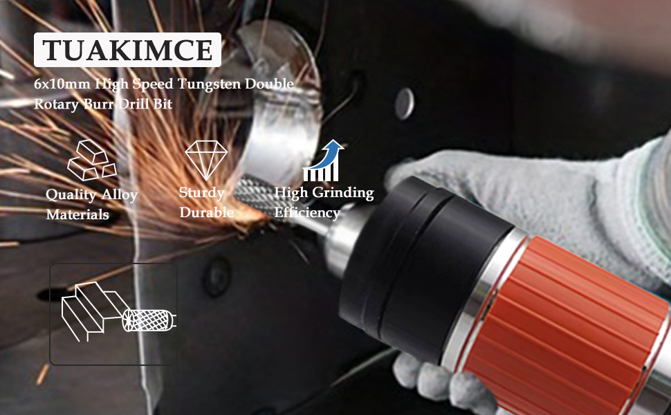 TUAKIMCE Carbide Die Grinder Bits, 6x10mm High Speed Tungsten Double