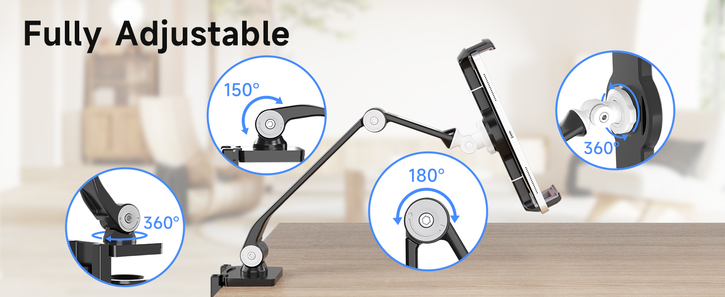 suptek Aluminum Alloy Tablet Stand for Desk, Adjustable