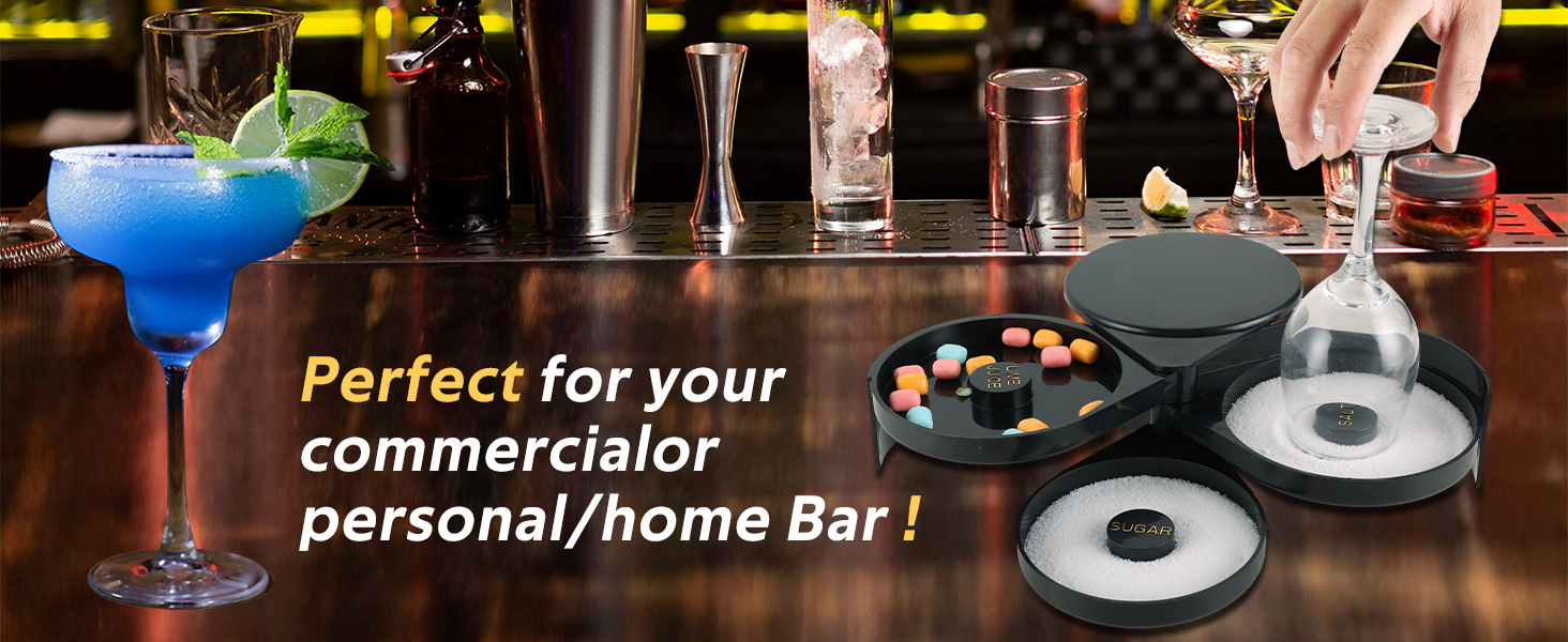 MYFULLY 3 Tier Bar Glass Rimmer Bartender Tool