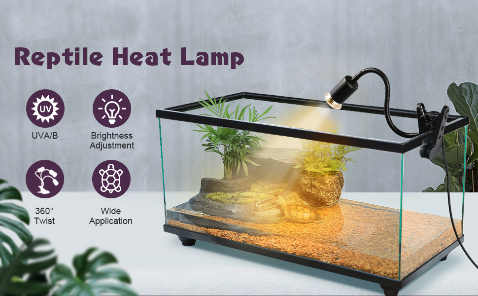 Blue Pet Reptile Heat Lamp 50W Uva/Uvb Turtle Basking Light With