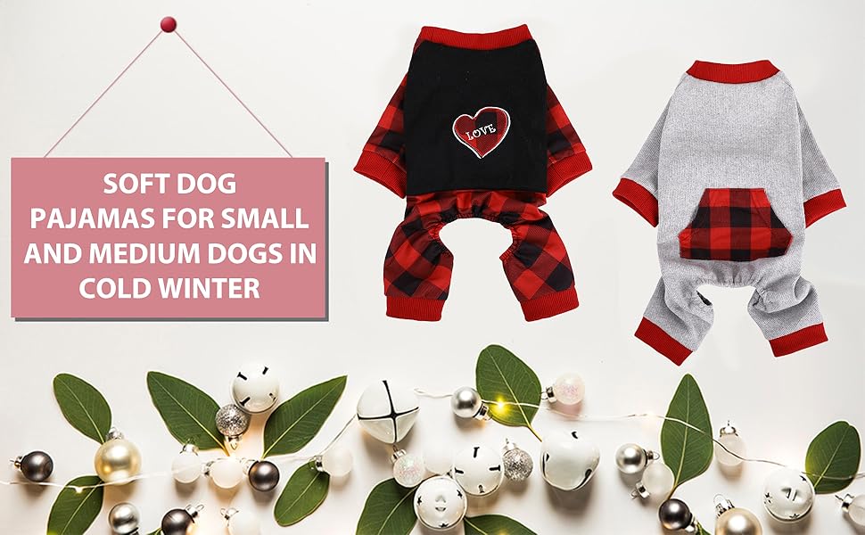 ASENKU Dog Pajamas Jumpsuit, Plaid Dog Pajamas for Small