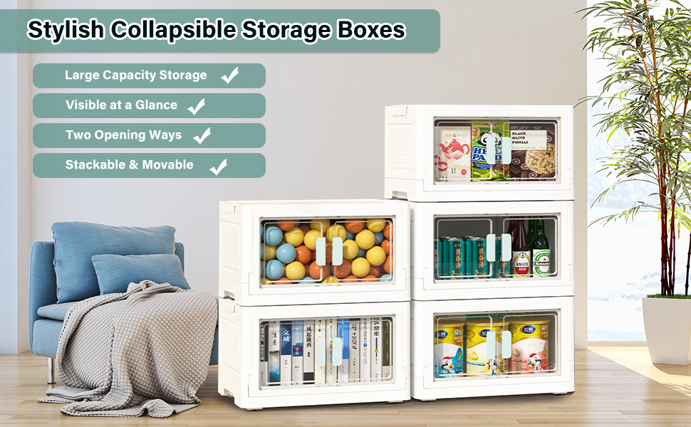 BTGGG 3 Pack Foldable Storage Boxes Large 50L*3 Stackable Collapsible