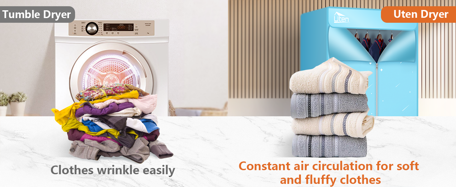 Uten Portable Clothes Dryer, 1500W Power Electric Clothes