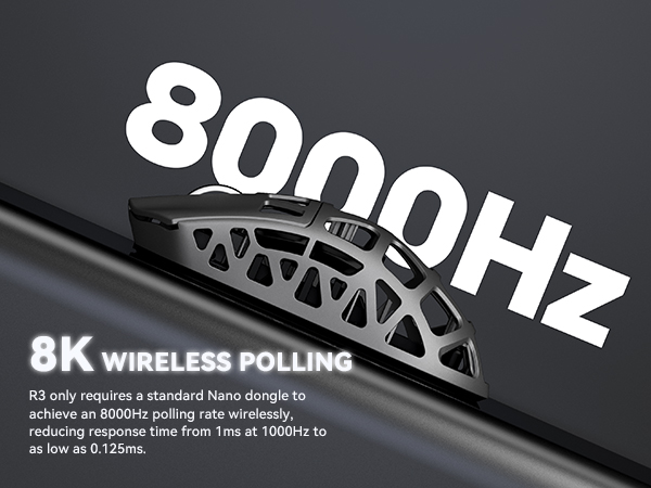 R3 Magnesium Alloy Mouse, Wireless 8K Mouse, 46g SUPERLIGHT Mouse