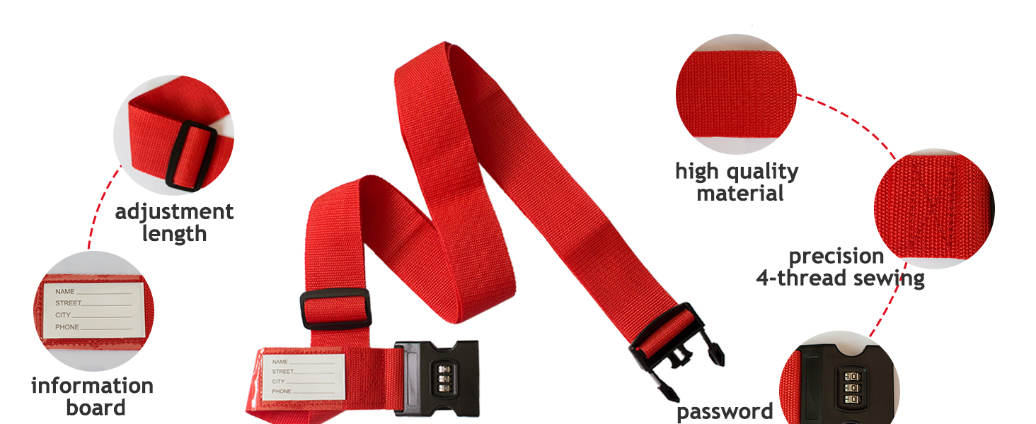 4 Pack Adjustable Luggage Straps,Heavy Duty Luggage Straps for