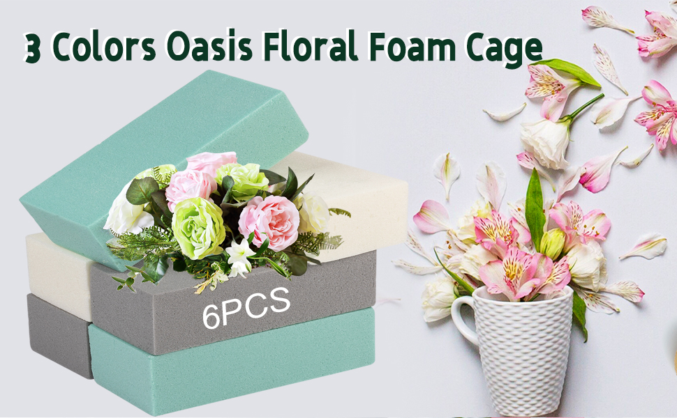 6 Pack Dry Floral Foam Blocks 3 Colors Oasis Floral Foam