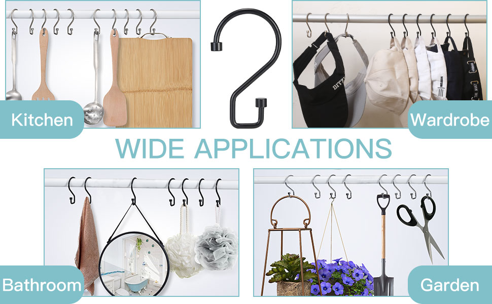 Goowin Shower Curtain Hooks, S Shape Shower Curtain Rings, Rustproof