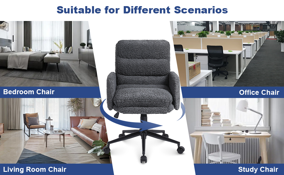 Youhauchair Office Chairs for Home, Faux Fur Desk Chair Computer Chairs