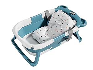 Faltbare Babybadewanne mit Badesitz/Badewanne XXL mit Thermometer zur Kontrolle der Wassertemperatur
