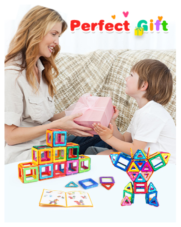 KIDCHEER Magnet Building Tiles, 64PCS Magnetic 3D Building Blocks Set for Kids, Magnetic Educational Stacking Blocks Boys Girls Toys Christmas Toddler Gifts 18 boy toys