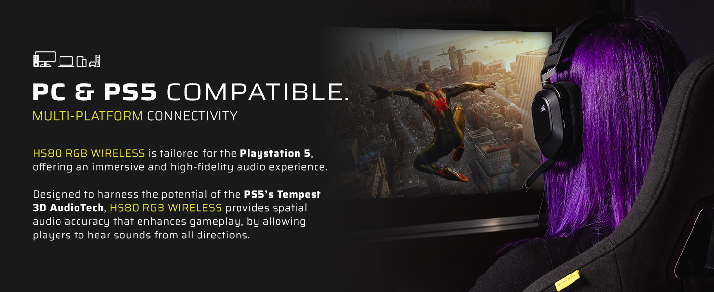 HS80 RGB Wireless Gaming Headset Black