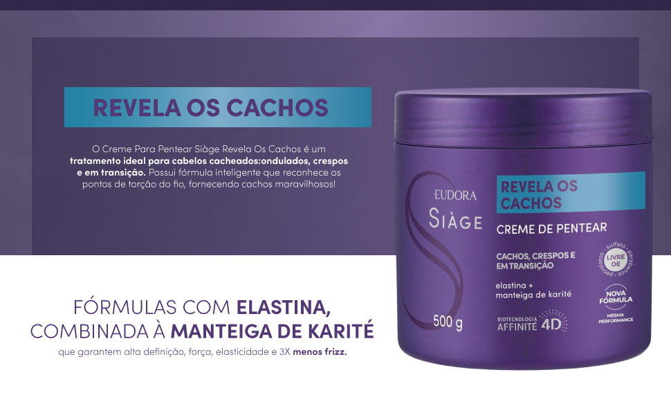 Eudora Creme Para Pentear Siàge Revela Os Cachos 500g