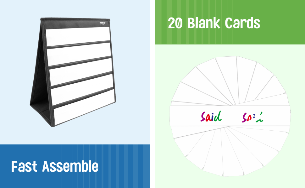 Black Tabletop Desktop Pocket Chart with Bonus 20X Dry