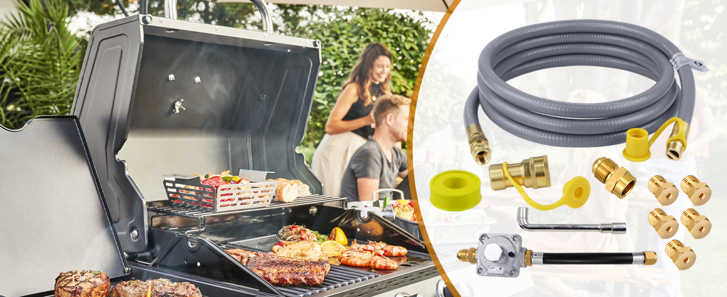 Saree Propane to Natural Gas Conversion Kit Compatible with Nexgrill Grills, 10FT 1