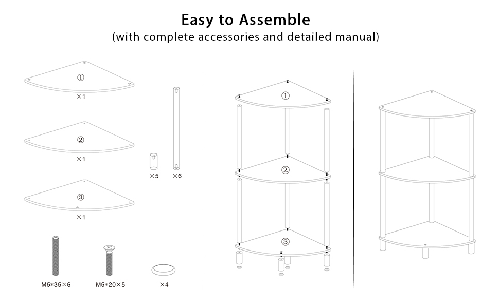 Eglaf Acrylic Triangle End Table 3 Tier Corner Side Table Small Corner Table for