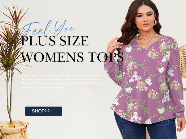 TFSDOD Womens Casual Tops Womens Plus Size Floral Tops Dress