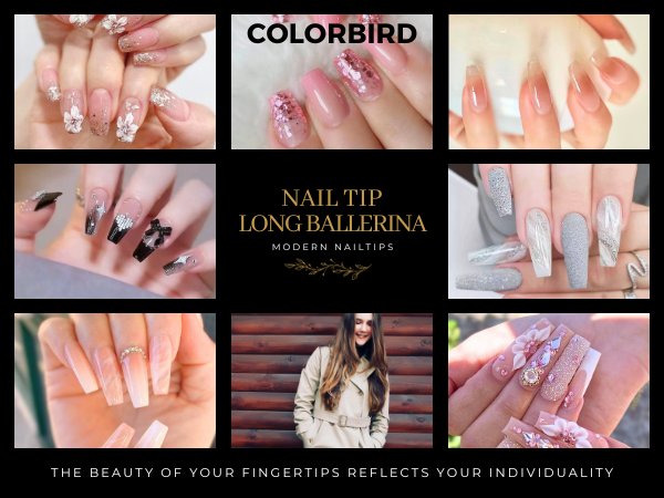 Amazon | COLORBIRD ネイルチップ ロング 24枚 赤 茶 ネイル 付け爪