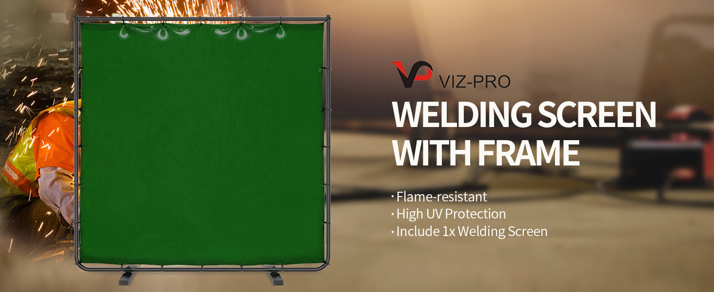 VIZPRO 3 Panel Green Vinyl Welding Curtain/Welding Screen