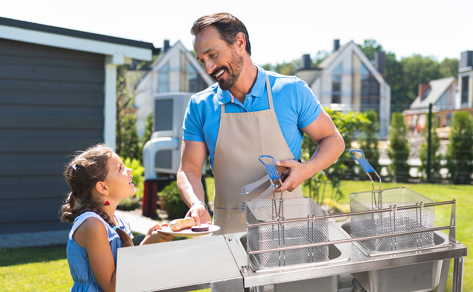 KEEKR Two Tank Outdoor Deep Fryer with Thermometer