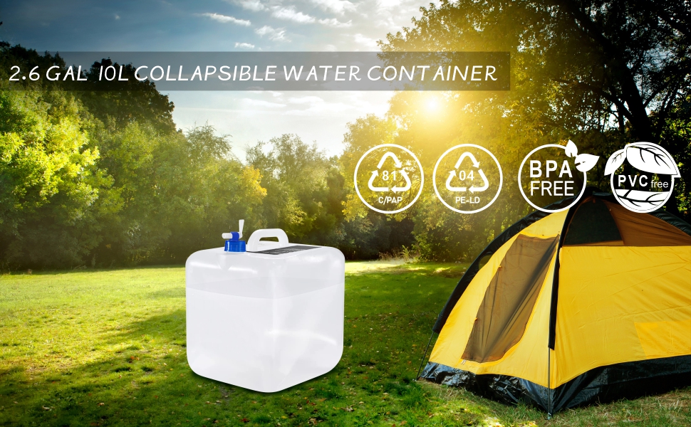 BUBIQUER Collapsible Water Container 2.6 Gallon with Spigot