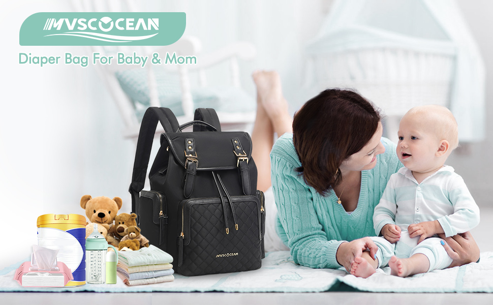 MVSCOCEAN Diaper Bag Backpack,Quilted Diaper Backpack with