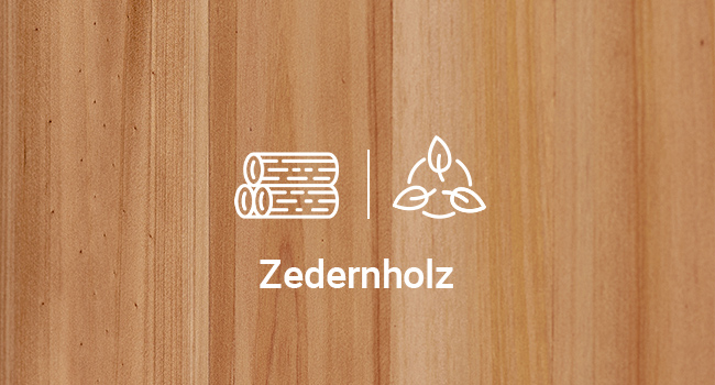 Texturhintergrund aus Zedernholz mit weißen Symbolen und „Zedernholz“ -Textüberlagerung, die natürliche Holzmaserungsmuster zeigt