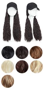 Baseball cap hair extensions