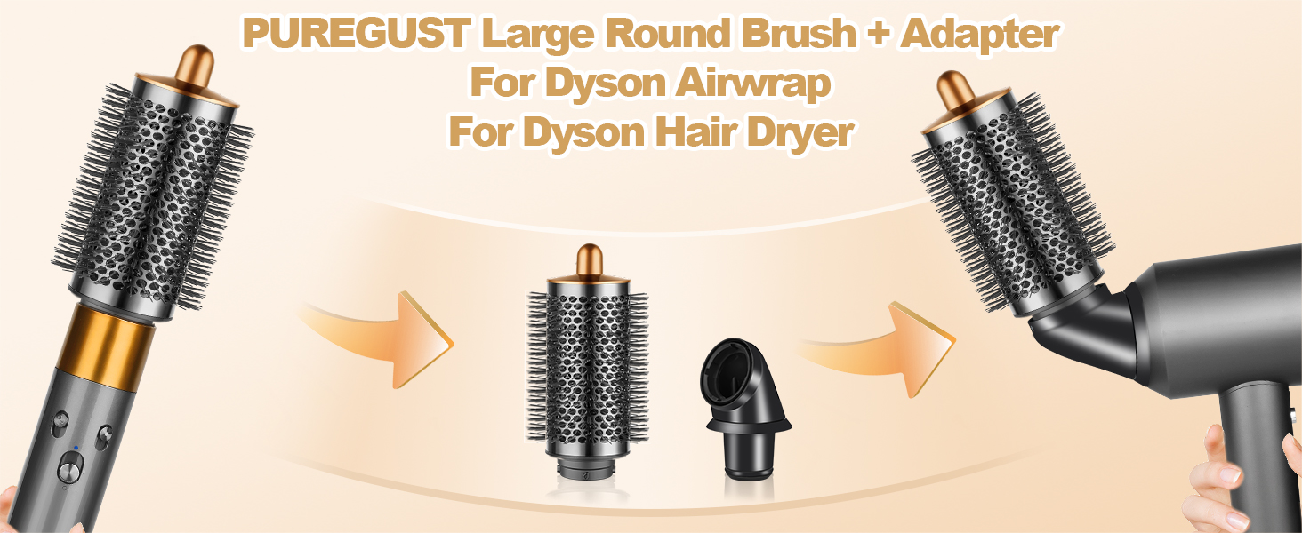 Upgraded Large Round Brush Attachment for Dyson Hair Dryer Accessories