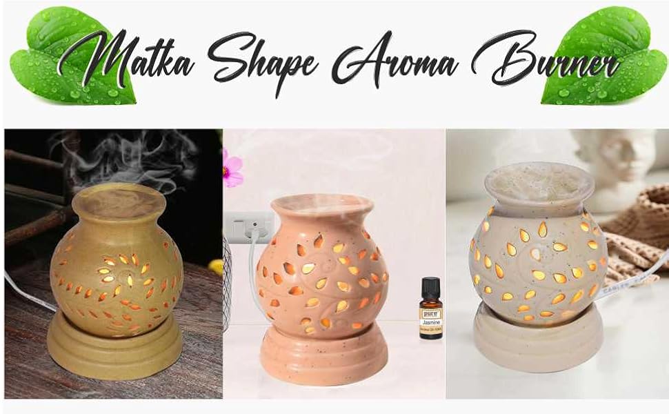 Diwali Sale Pure Source India Ceramic Electric Oil Diffuser, With Lemon Grass, 1 Piece, Off-White 11 Ceramic Electric Aroma Diffuser – Matka Shape Oil Burner With Bulb