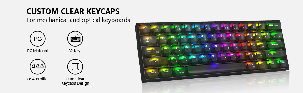black clear japanese keycaps 60 percent