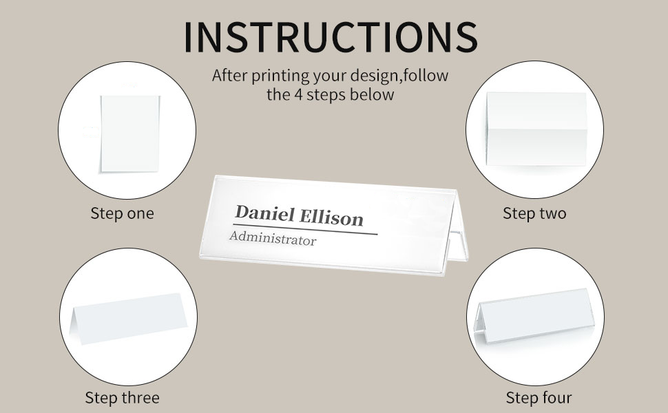 WeKonnect; Clear Acryic Name Stand 2 Sided VShaped Desk Sign Name