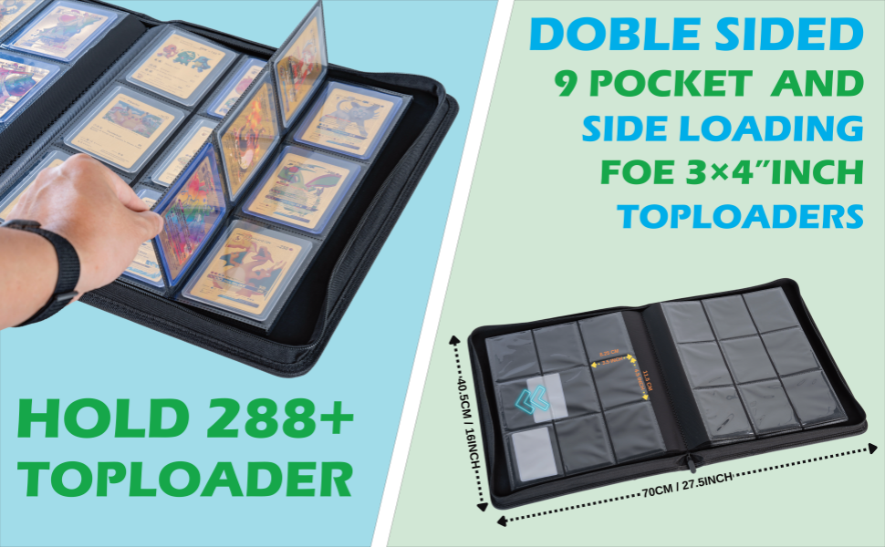 KUOOKING Toploader Binder Holds 288+ TopLoaders for Cards